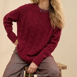 Aerie unREAL Cable Crew Sweater - Cherry Tart, Medium